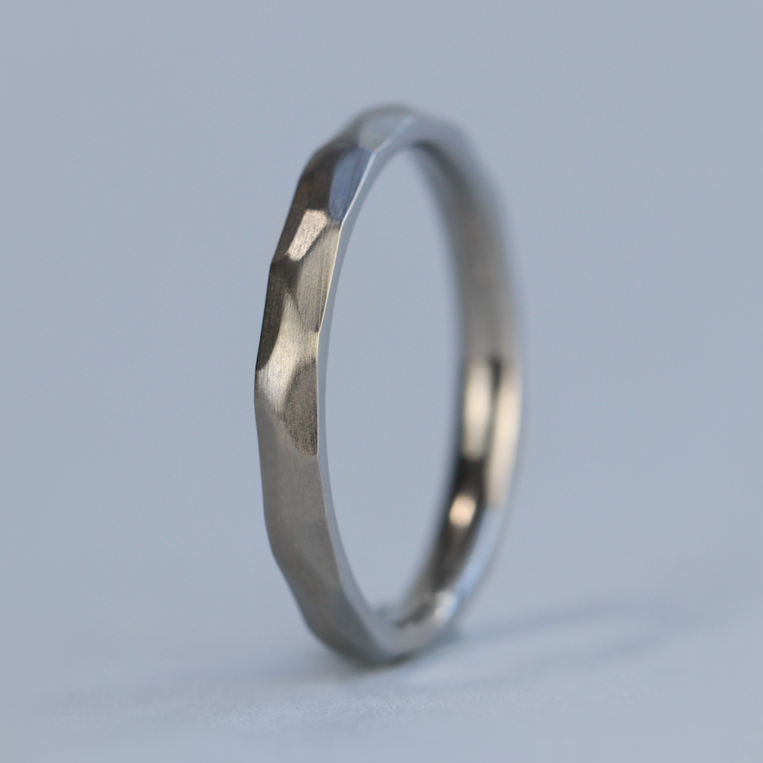 Matching Wedding Ring Set - Rivelin Valley & Beauchief - Hammered Effect Stainless Steel Court Fit Wedding Rings Wedding Ring Sets