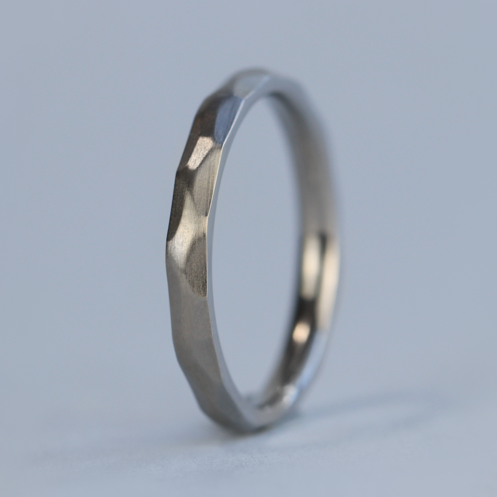 Slim Hammered Effect Stainless Steel Wedding Ring - The Beauchief Stainless Steel Rings