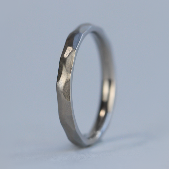 Slim Hammered Effect Stainless Steel Wedding Ring - The Beauchief Stainless Steel Rings
