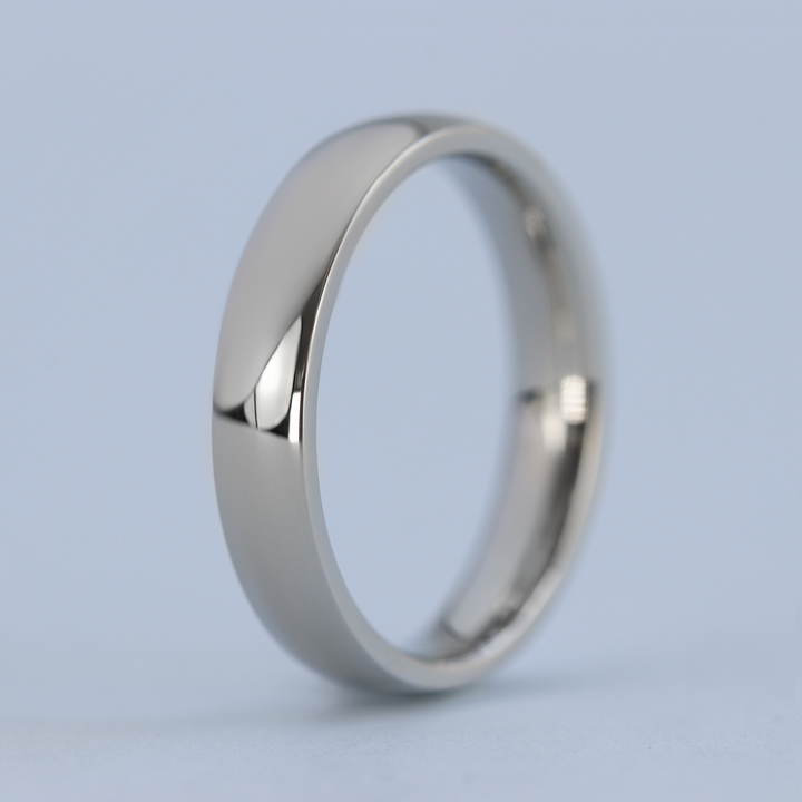 Polished Court Shaped Stainless Steel Wedding Band - The Ruskin Green Ring Stainless Steel Rings