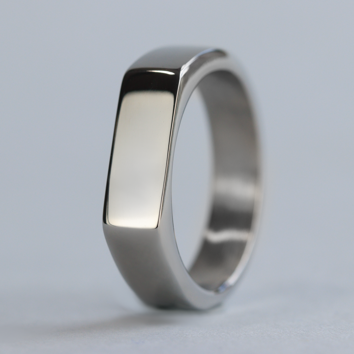 Polished Stainless Steel Signet Ring - The Abbeydale Signet Stainless Steel Rings