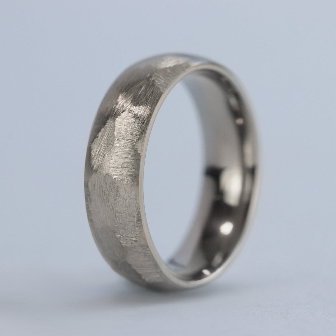 Rough Hammered Stainless Steel Ring Stainless Steel Wedding Band Flinn And Steel