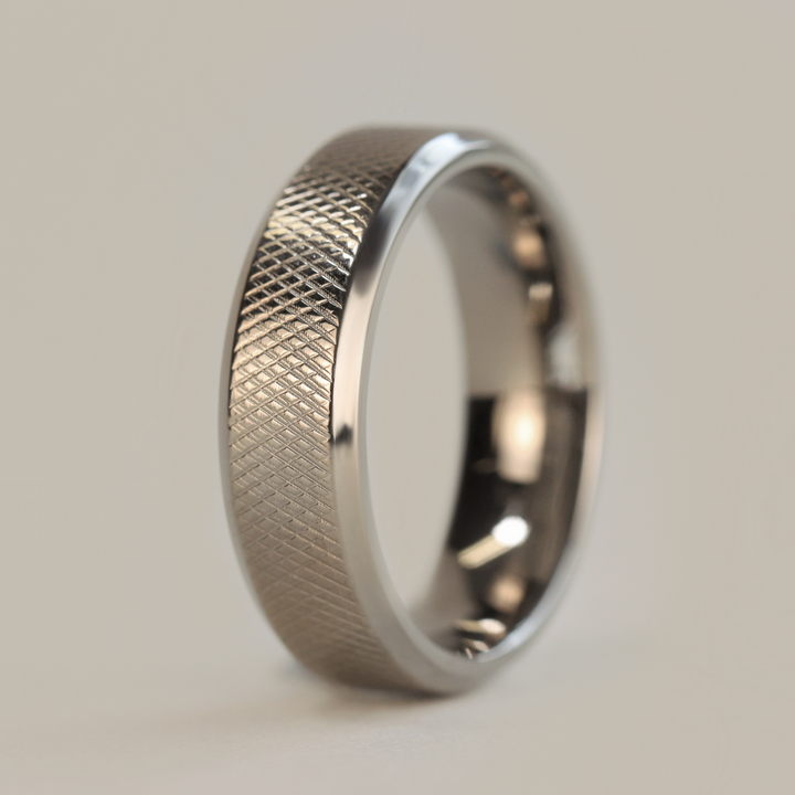 *End of Line* Knurled Effect Bevelled Edge Titanium Wedding Ring - The Wharncliffe Titanium Rings