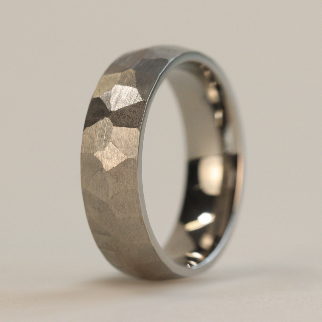 Hammered Effect Titanium Wedding Ring - The Rivelin Valley Titanium Rings