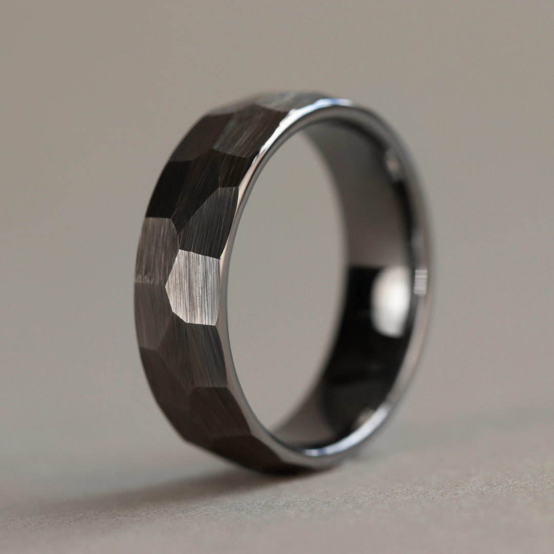 Hammered Effect Tungsten Wedding Ring - The Rivelin Valley Tungsten Rings