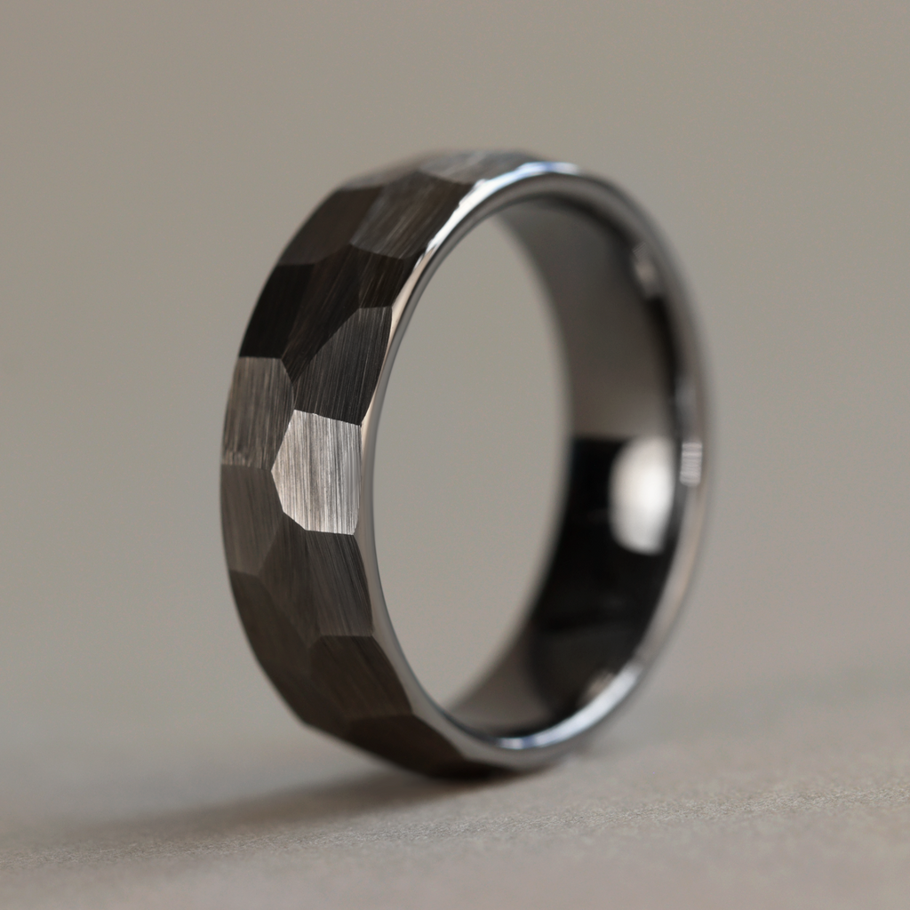 Tungsten Hammered Effect Men's Wedding Ring - The Rivelin Valley Tungsten Rings