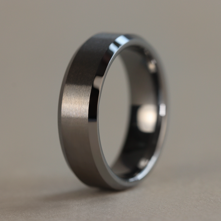 Bevelled Edge Tungsten Wedding Ring - The Crookes Valley Ring Tungsten Rings