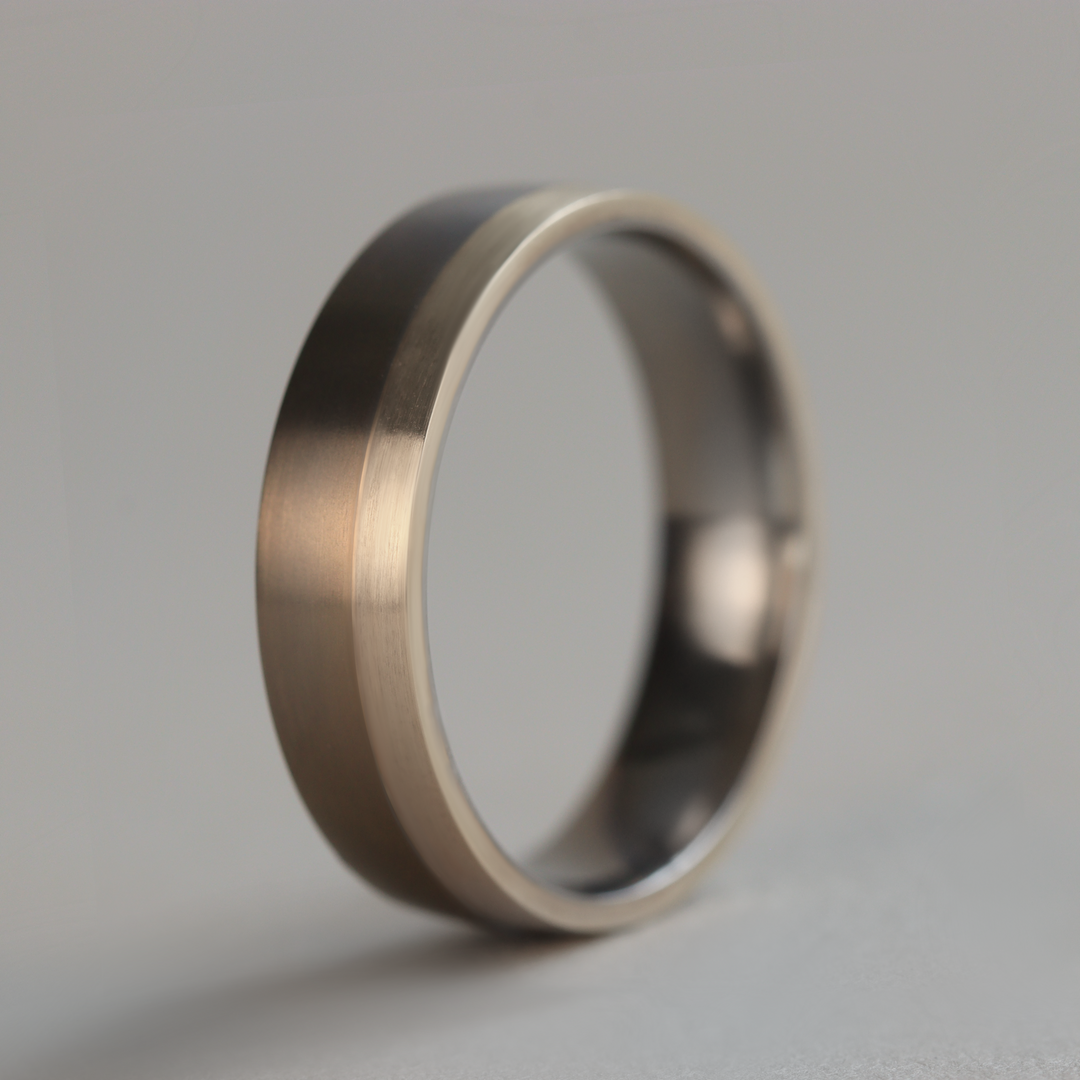 Rose or Yellow Gold Edge Design Titanium Wedding Ring - The Howden - Made-to-Order Titanium Rings