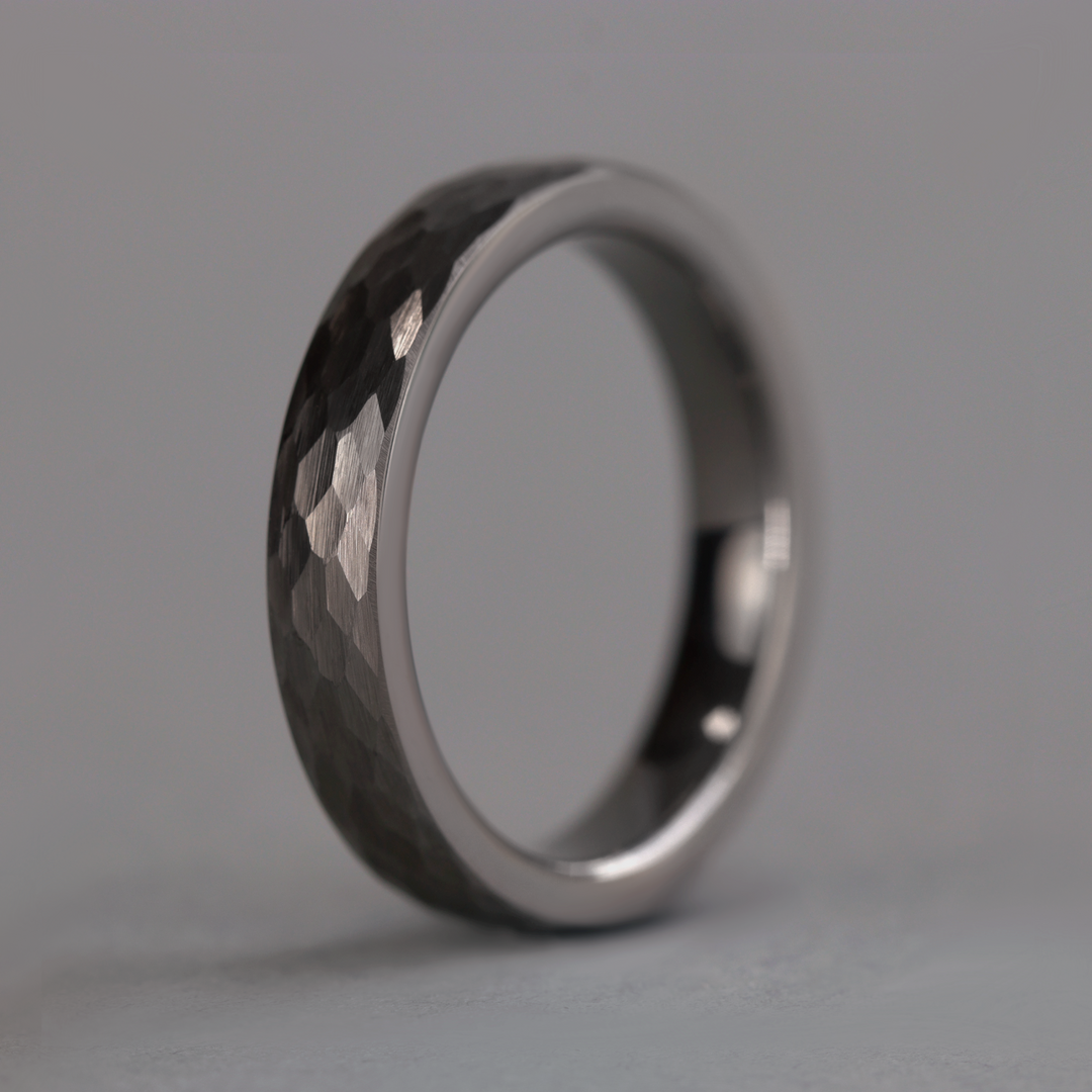 Hammered Effect 4.0mm Super Titanium Wedding Ring - Limited Edition - The Rivelin Valley Super Titanium Rings