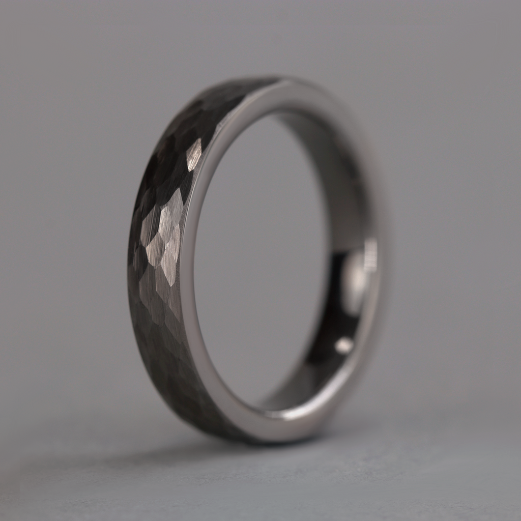 Hammered Effect 4.0mm Super Titanium Wedding Ring - Limited Edition - The Rivelin Valley Super Titanium Rings