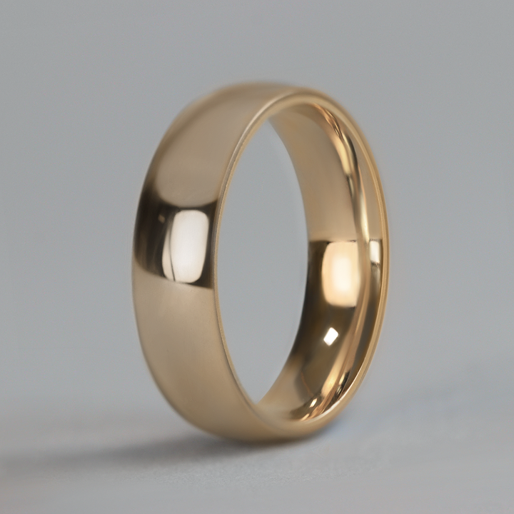 Polished Light Court Shaped Precious Metal Wedding Band - The Ruskin Green Ring - Made-to-Order Precious Metal Rings