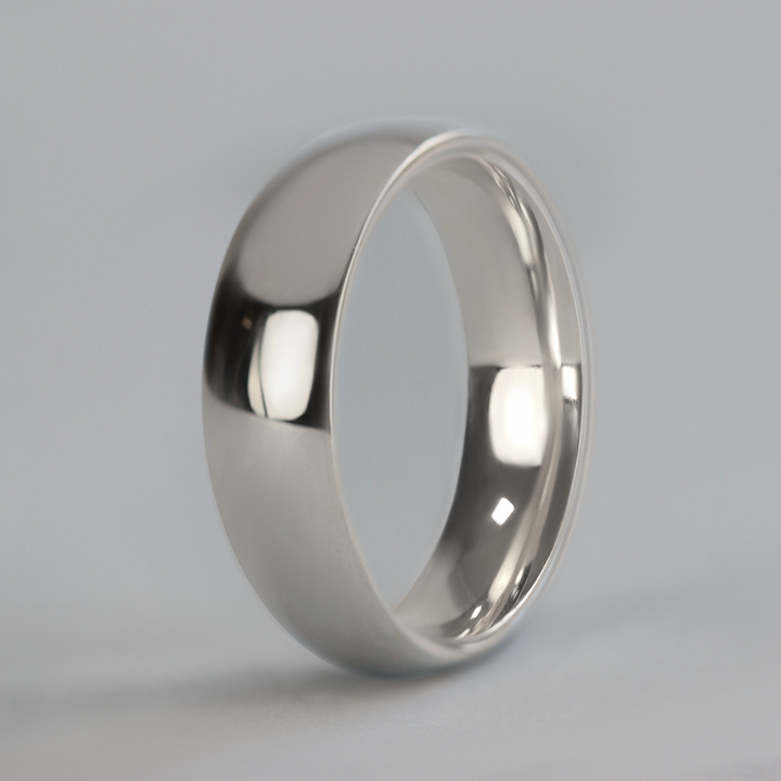 Polished Light Court Shaped Precious Metal Wedding Band - The Ruskin Green Ring - Made-to-Order Precious Metal Rings