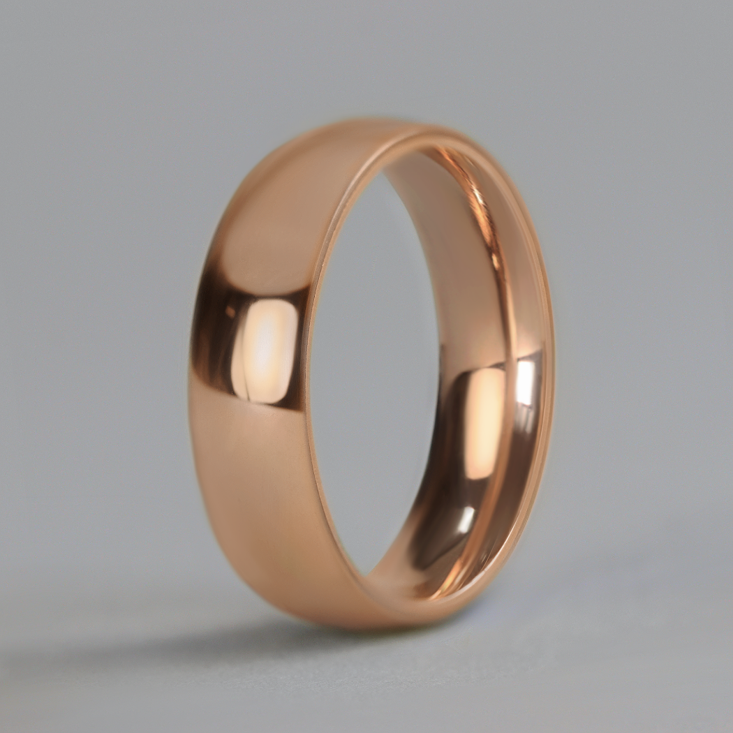 Polished Light Court Shaped Precious Metal Wedding Band - The Ruskin Green Ring - Made-to-Order Precious Metal Rings