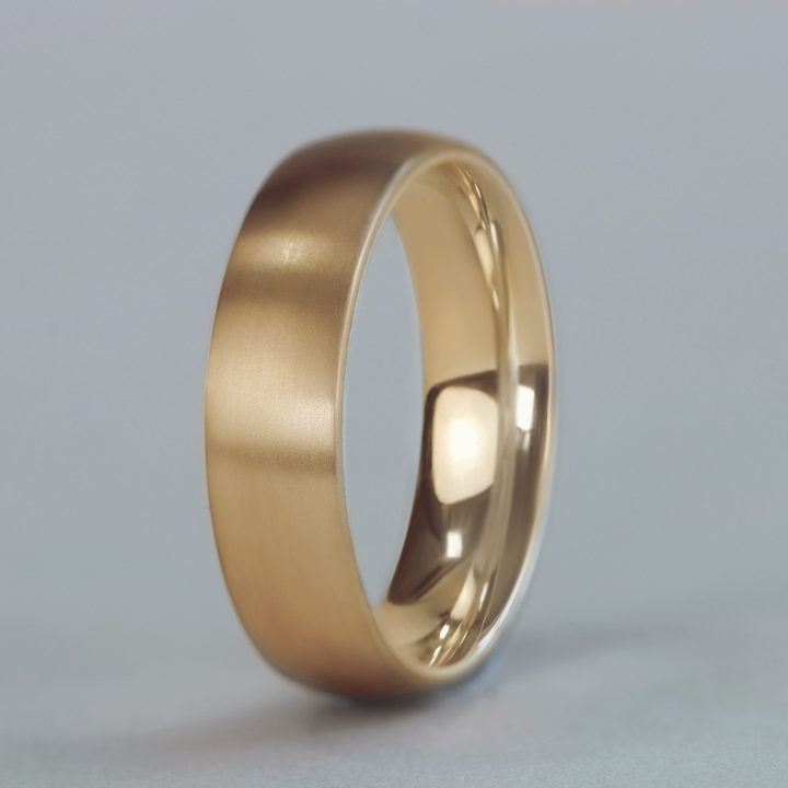 Matt/Satin Finish Light Court Shaped Precious Metal Wedding Band - The Millhouses Ring - Made-to-Order Precious Metal Rings
