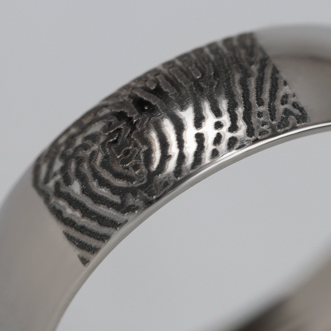 Slim Personalised Fingerprint Ring - The Ruskin 2.0 Polished Stainless Steel Ring Stainless Steel Rings