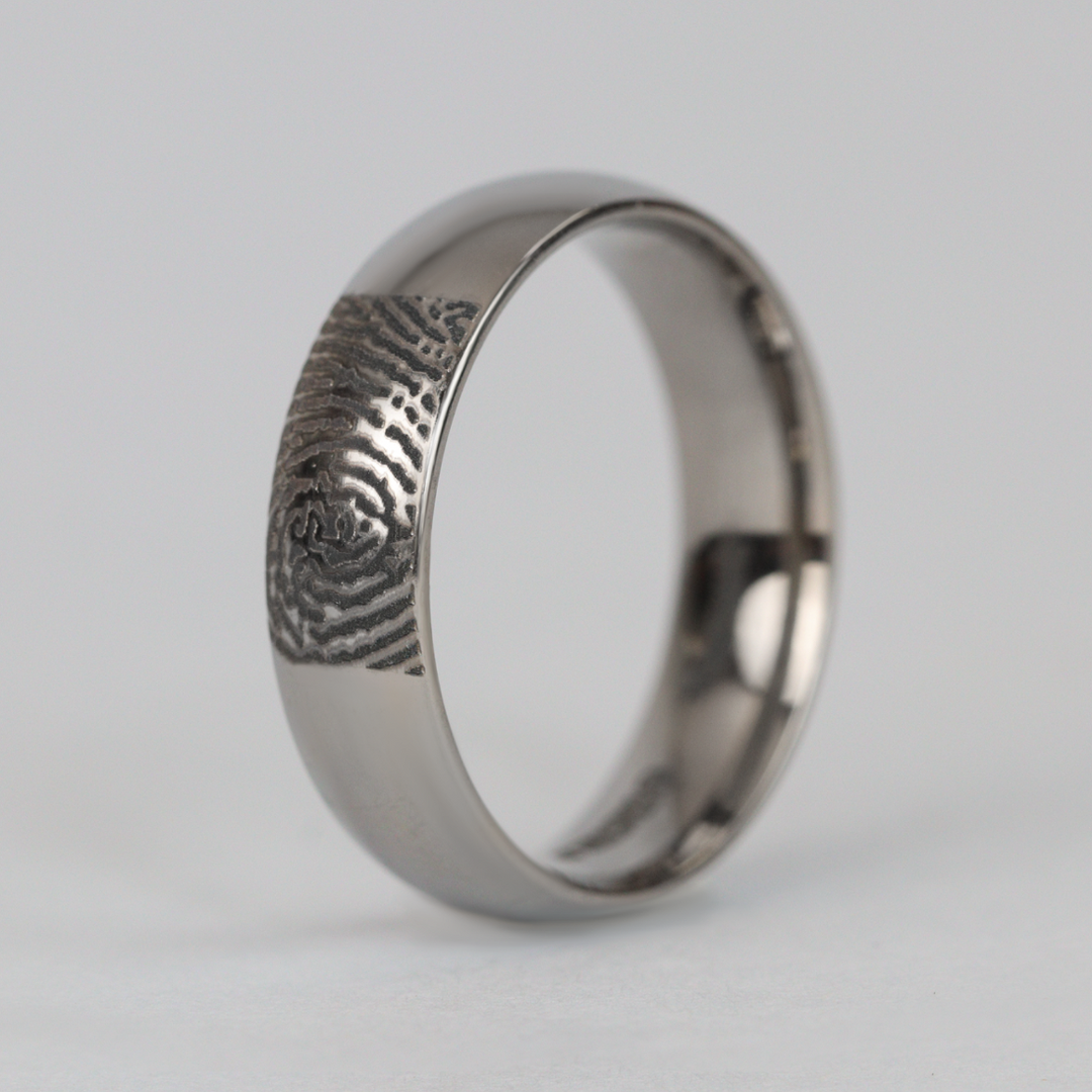 Personalised Fingerprint Ring - The Ruskin 2.0 Polished Stainless Steel Ring Stainless Steel Rings