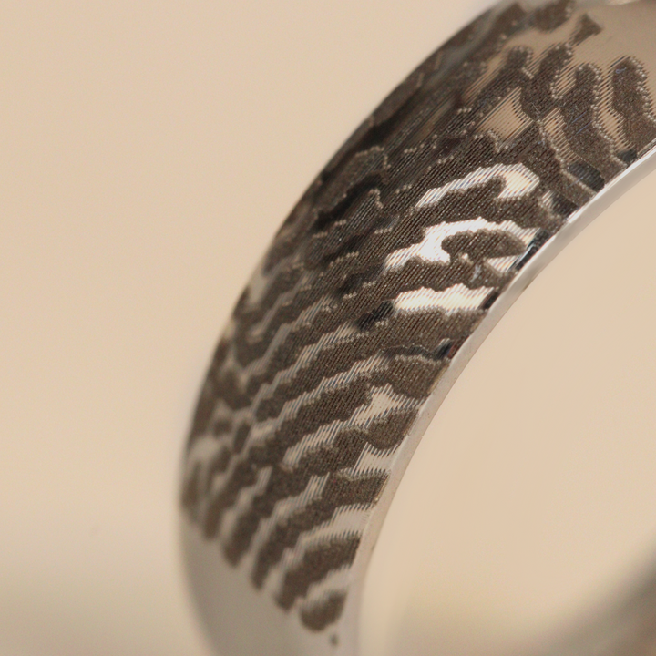 Personalised Fingerprint Ring - The Ruskin 2.0 Polished Titanium Ring Titanium Rings