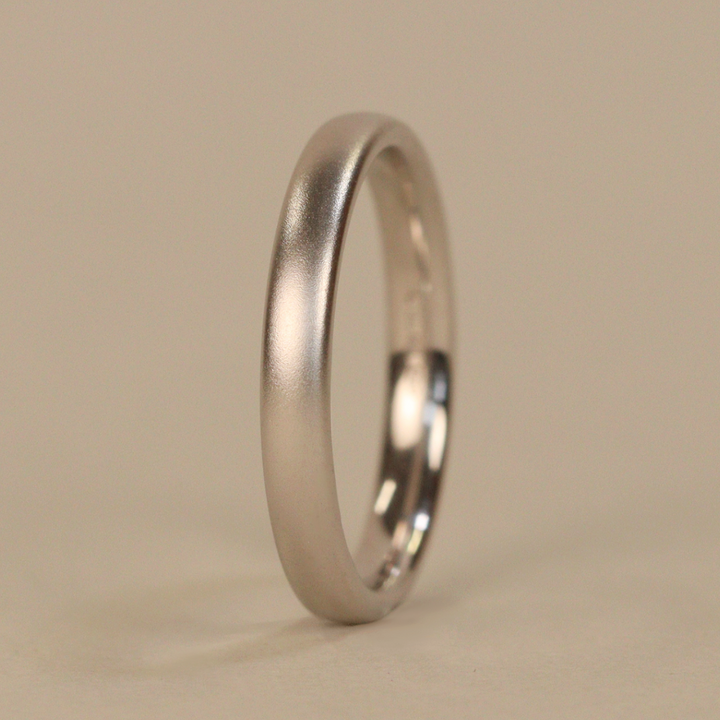Slim Matt/Satin 9ct White Gold Wedding Ring - The Winter Gardens - Ready-to-Wear Precious Metal Rings