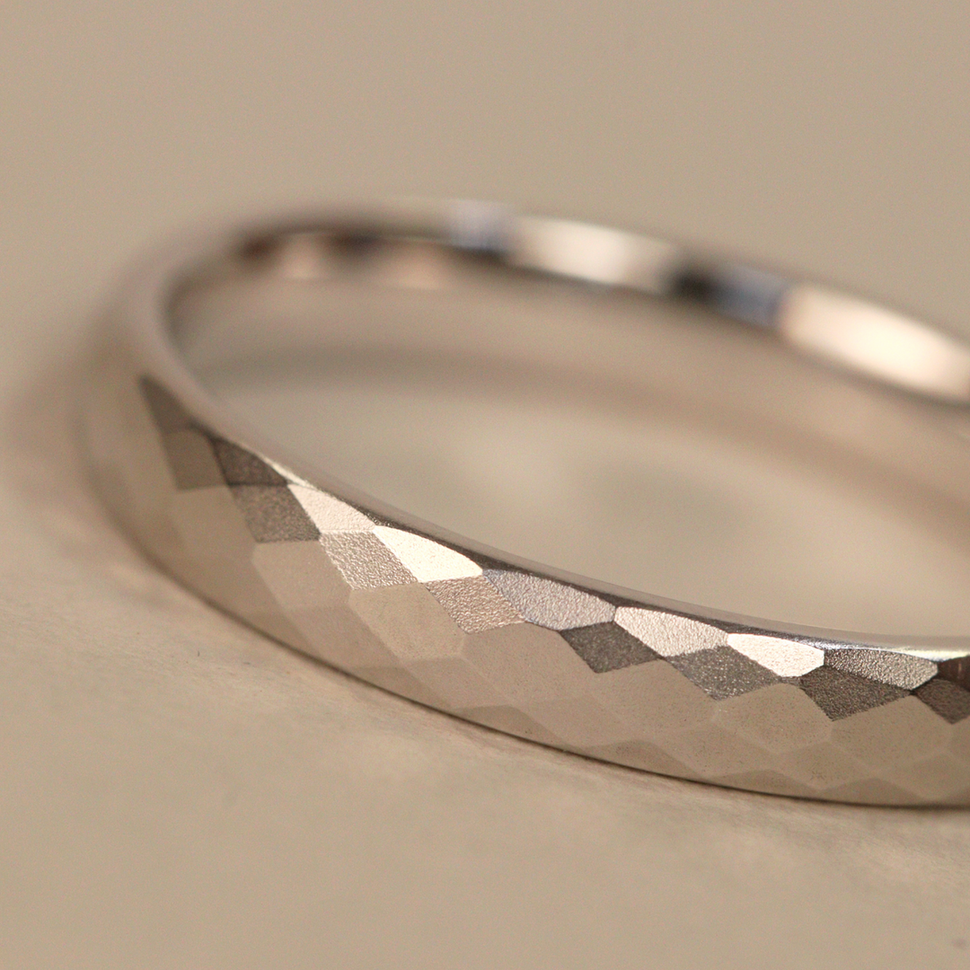 Slim Hammered Effect Precious Metal Wedding Ring - The Beauchief - Made-to-Order Stainless Steel Rings