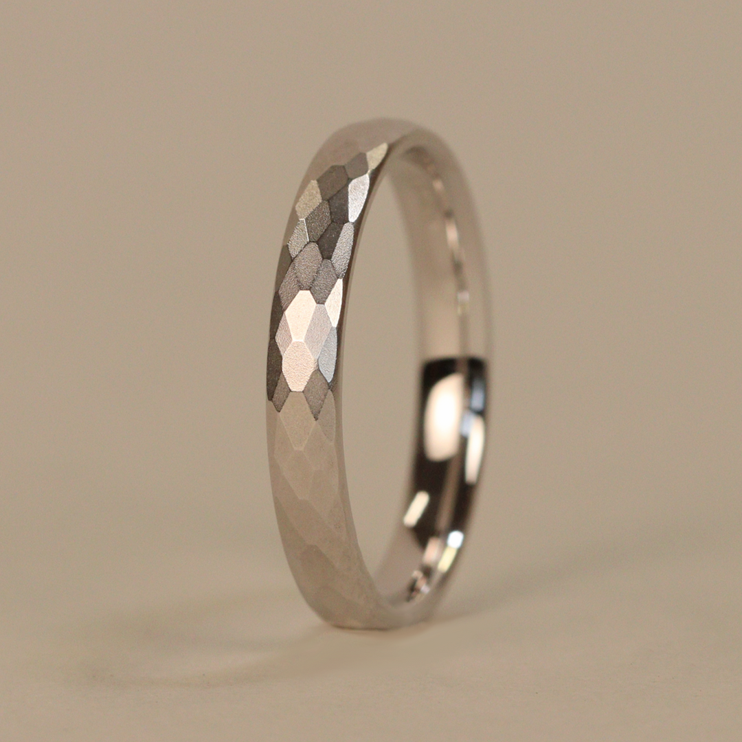 Slim Hammered Effect Precious Metal Wedding Ring - The Beauchief - Made-to-Order Stainless Steel Rings
