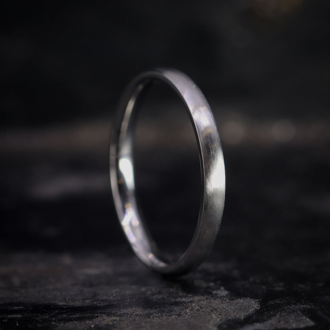 Slim Matt/Satin Precious Metal Wedding Ring - The Winter Gardens - Made-to-Order