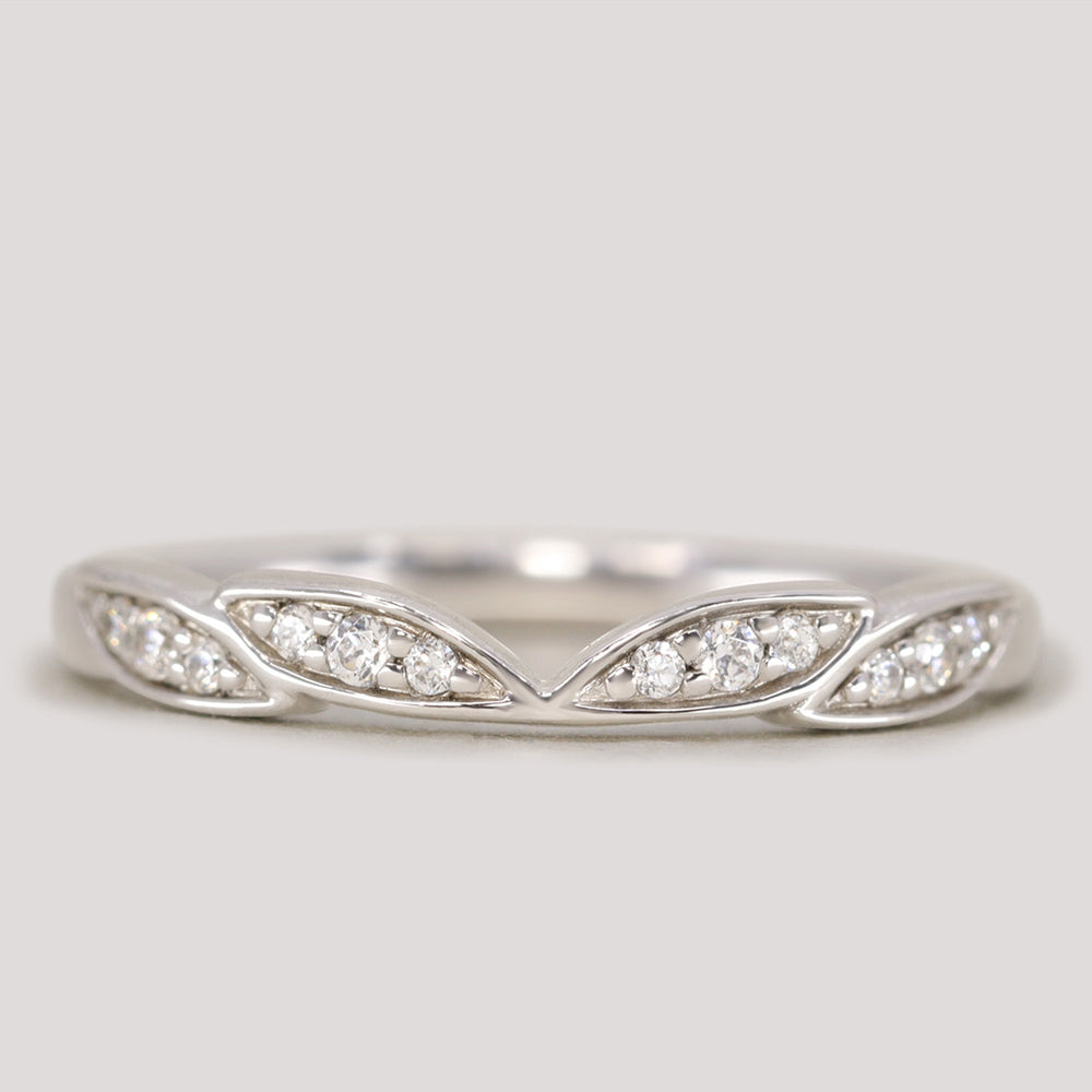 Zoey - Vintage Diamond Set Leaf Wedding Ring - Made-to-Order Jessica Flinn Wedding Rings