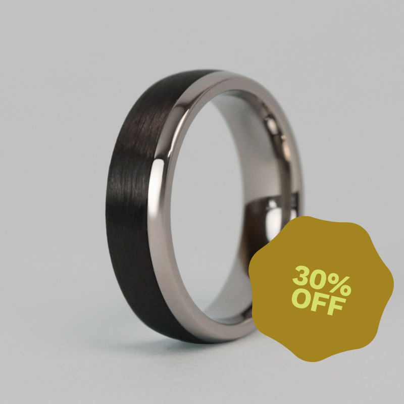 Carbon Fibre & Titanium Polished Edge Wedding Ring - The Camber Titanium Rings