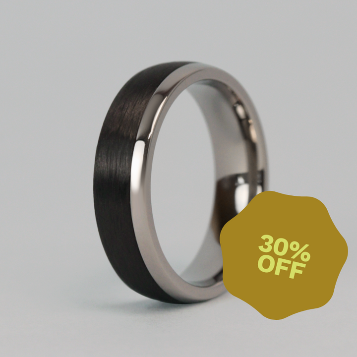 Carbon Fibre & Titanium Polished Edge Wedding Ring - The Camber Titanium Rings