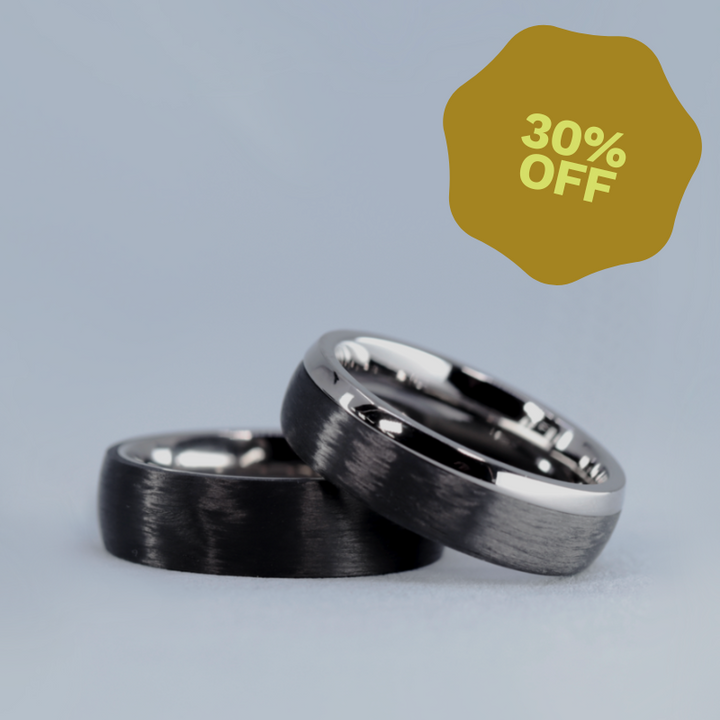 Wedding Ring Set - The Camber & The Apex - Carbon Fibre & Titanium Wedding Rings