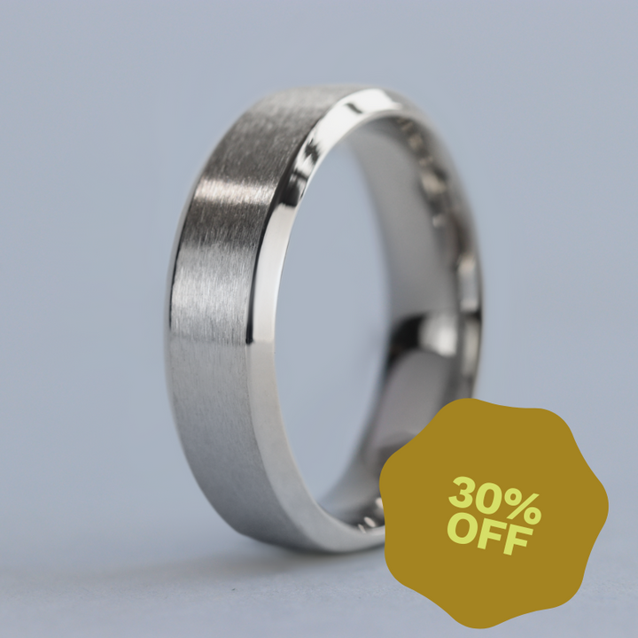 Stainless Steel Bevelled Edge Wedding Ring - The Crookes Valley