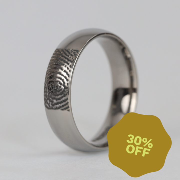 Stainless Steel Fingerprint Wedding Ring - The Ruskin 2.0