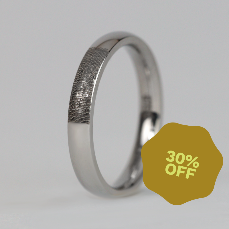 Stainless Steel Slim Fingerprint Wedding Ring - The Ruskin 2.0 Stainless Steel Rings