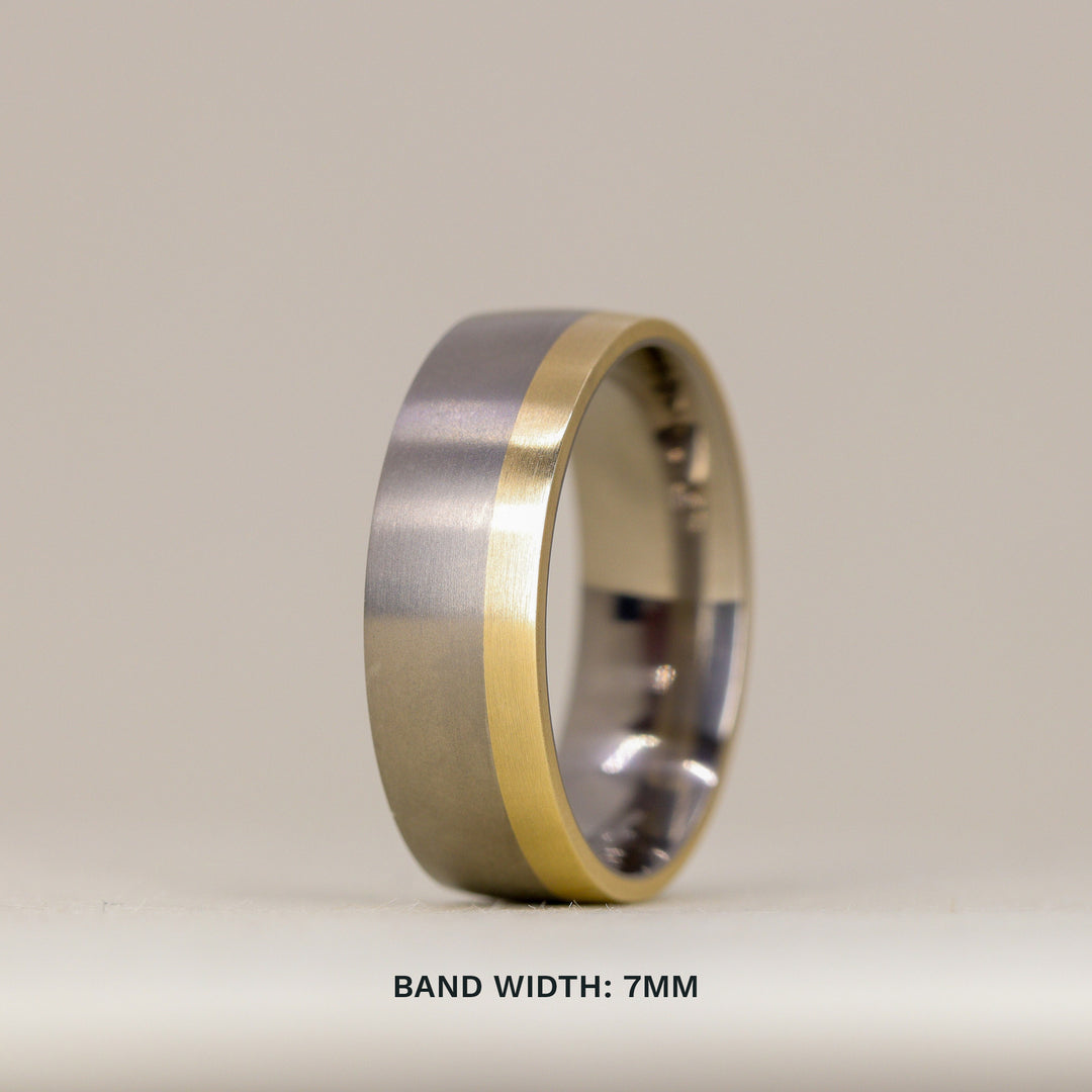 Rose or Yellow Gold Edge Design Titanium Wedding Ring - The Howden - Made-to-Order Titanium Rings