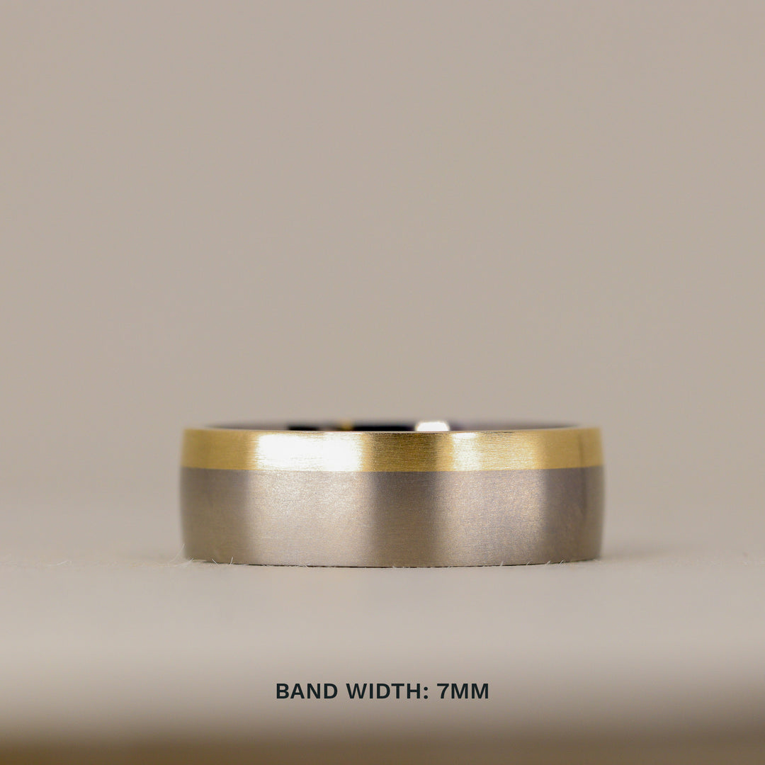 Rose or Yellow Gold Edge Design Titanium Wedding Ring - The Howden - Made-to-Order Titanium Rings