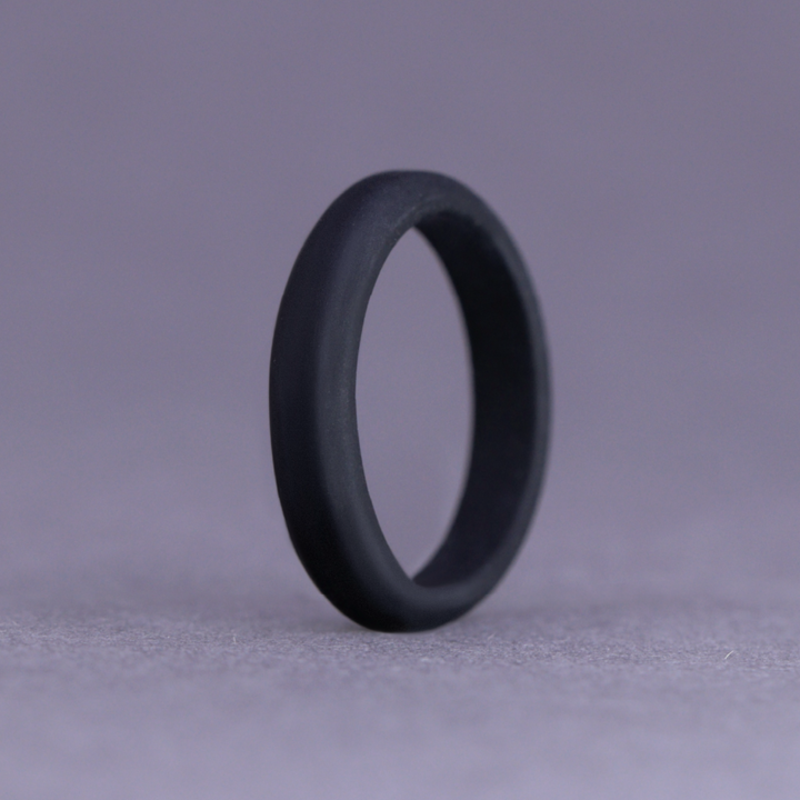 Black Silicone Slim Bevelled Edge Wedding Ring - The Sidekick Silicone Rings