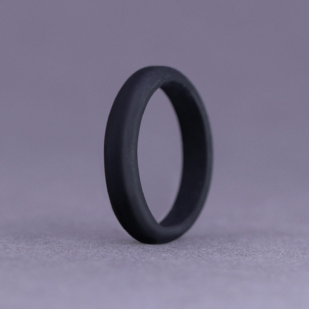 Black Silicone Slim Bevelled Edge Wedding Ring - The Sidekick Silicone Rings