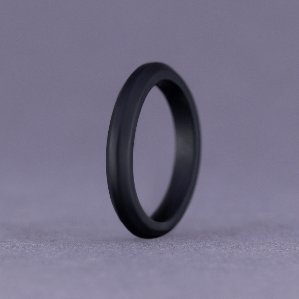 Black Silicone Slim Court Shape Wedding Ring - The Sidekick Silicone Rings