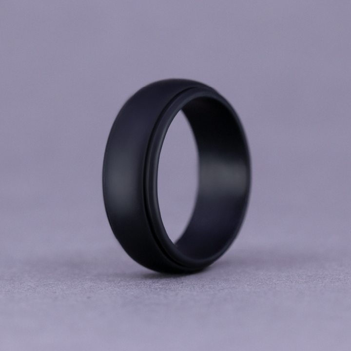 Black Silicone Wedding Ring Court Shape - The Sidekick Silicone Rings