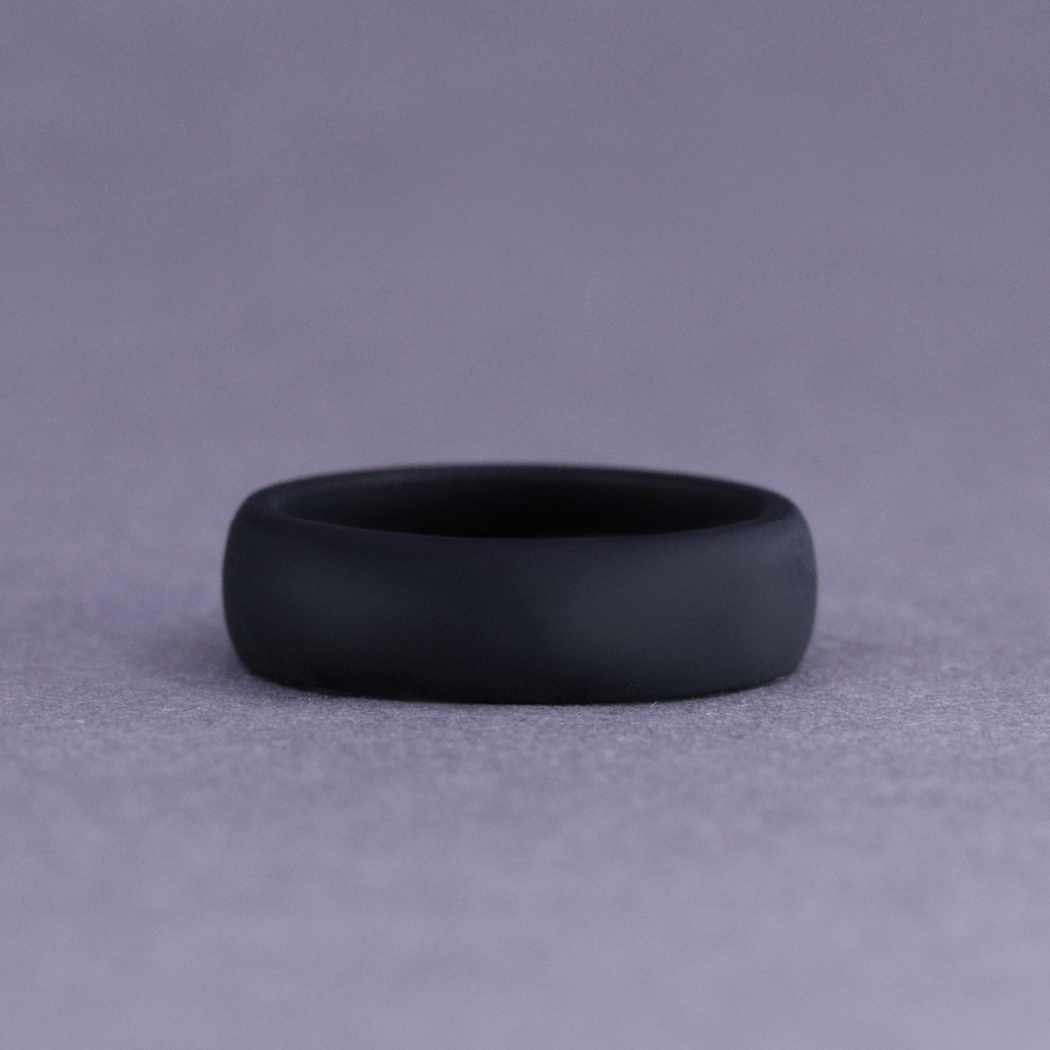 Black Silicone Wedding Ring Court Shape - The Sidekick Silicone Rings