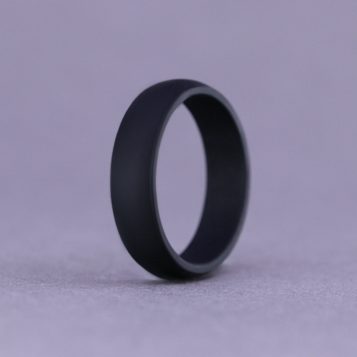 Black Silicone Wedding Ring Court Shape - The Sidekick Silicone Rings