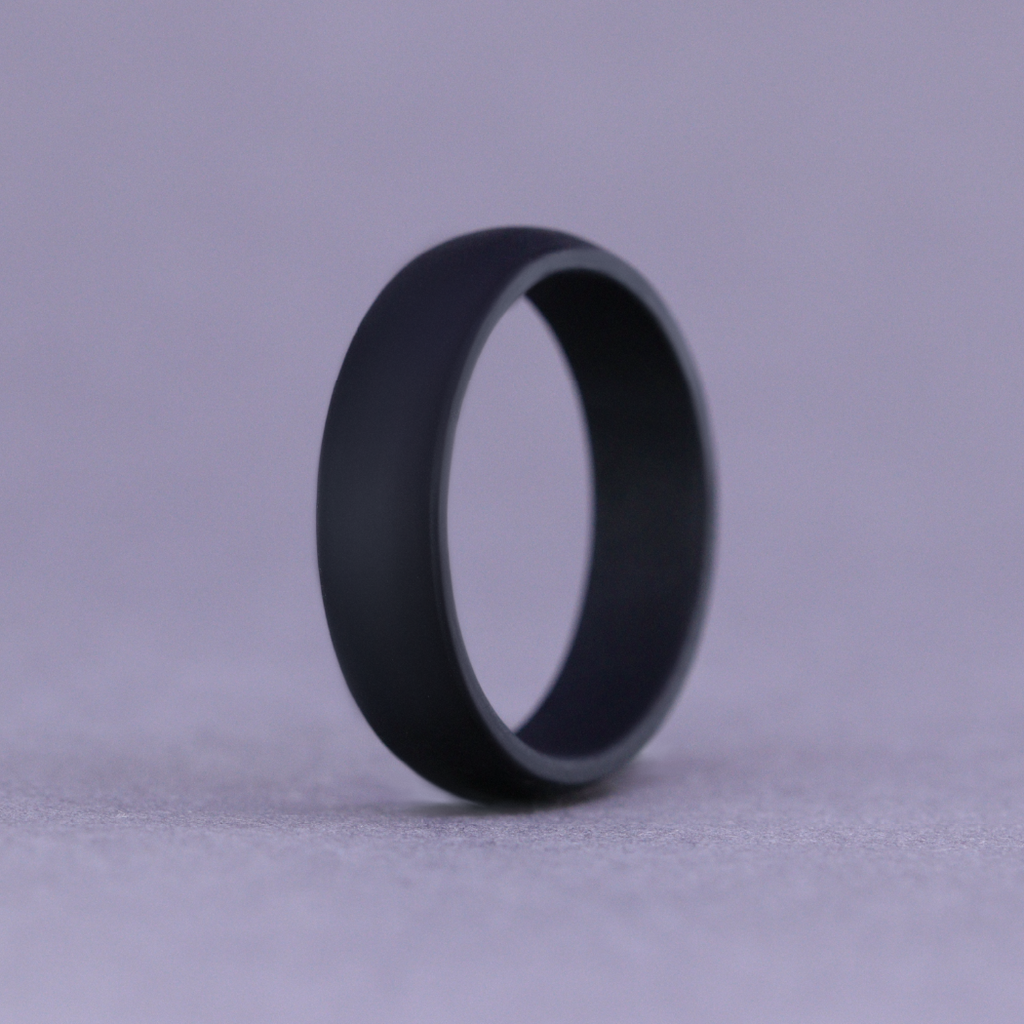 Black Silicone Wedding Ring Court Shape - The Sidekick Silicone Rings