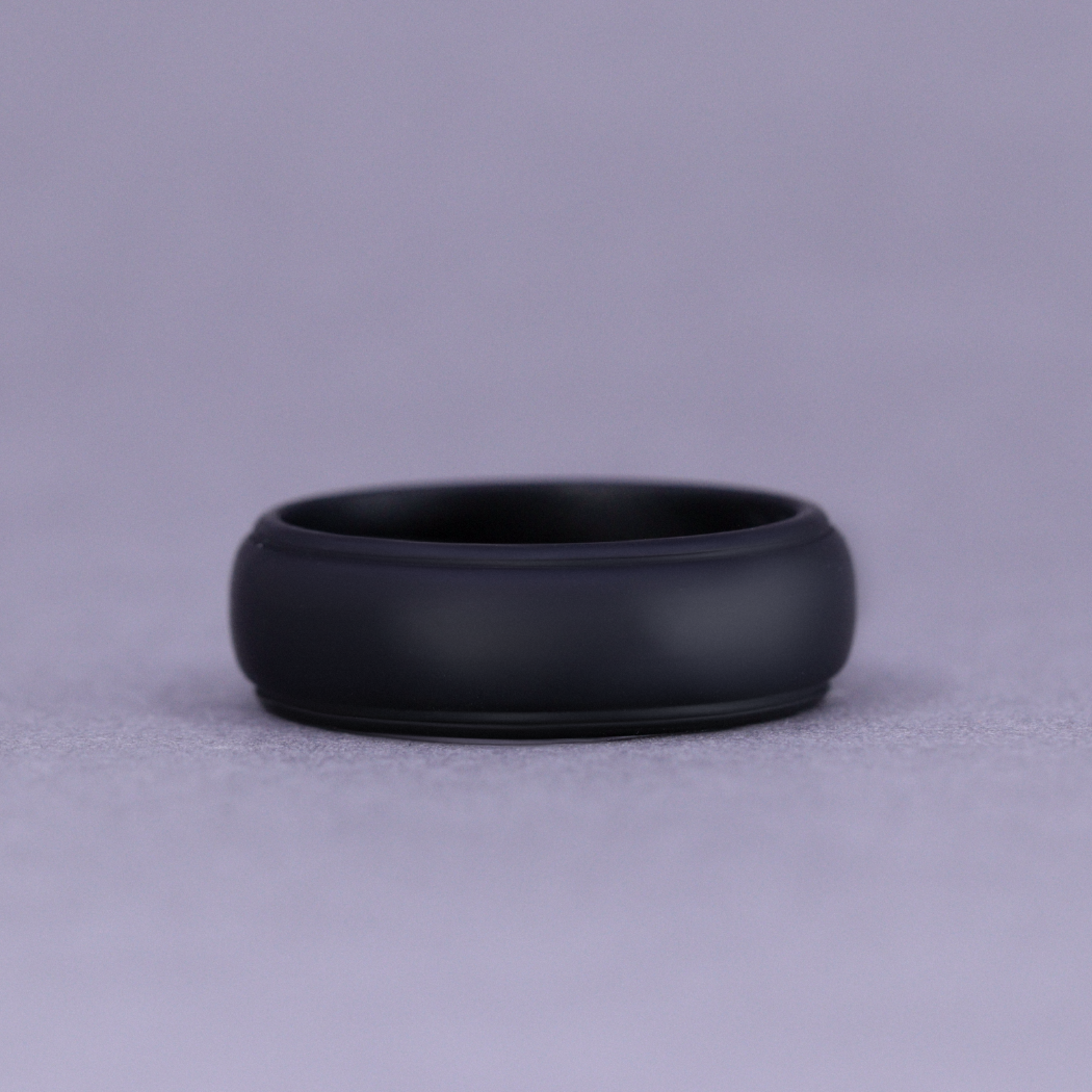 Black Silicone Wedding Ring Court Shape - The Sidekick Silicone Rings