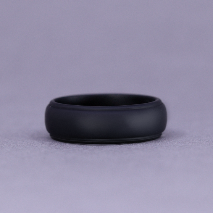 Black Silicone Wedding Ring Court Shape - The Sidekick Silicone Rings