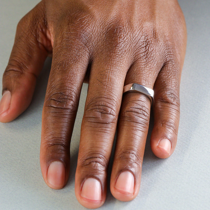 Polished Stainless Steel Signet Ring - The Abbeydale Signet Stainless Steel Rings