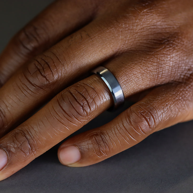Bevelled Edge Tantalum Wedding Ring - The Crookes Valley Ring Tantalum Rings