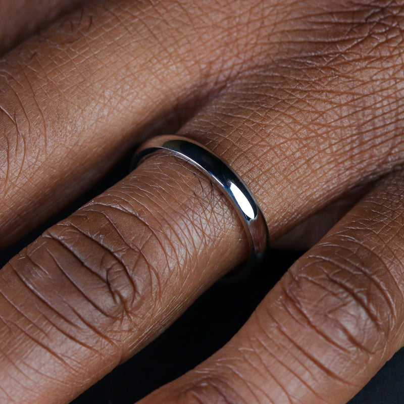 Slim Polished Stainless Steel Wedding Ring - The Bingham