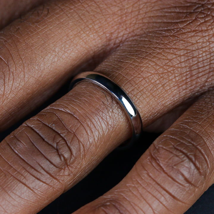 Slim Polished Precious Metal Wedding Ring - The Bingham - Made-to-Order Stainless Steel Rings