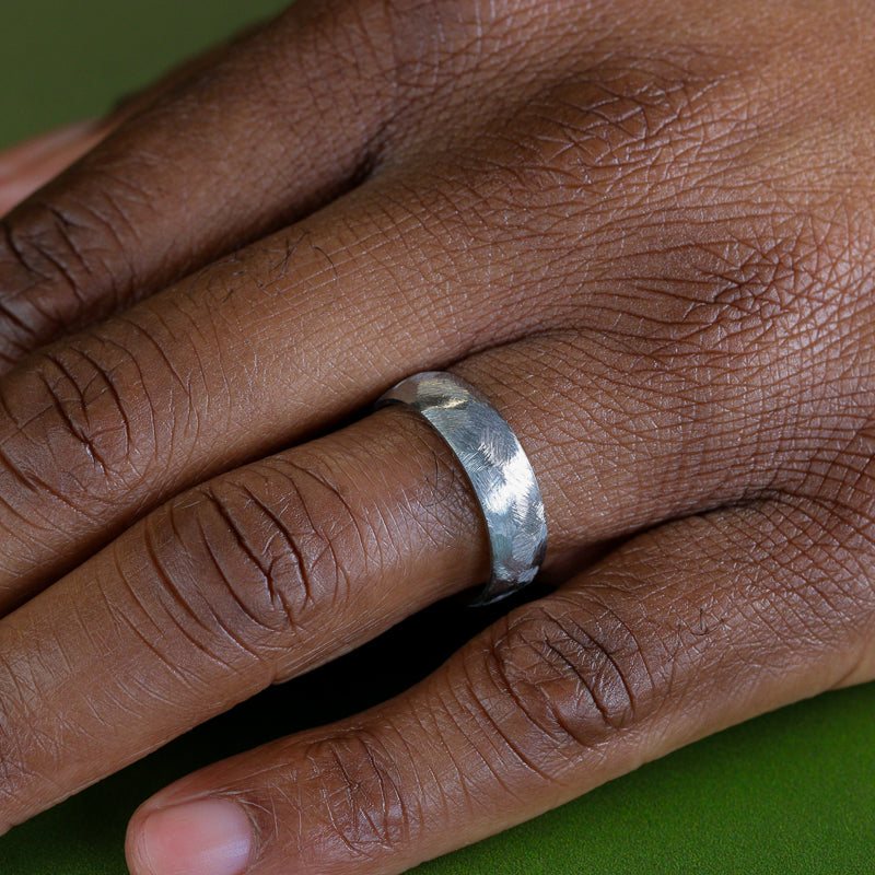 Rough Textured Effect Titanium Wedding Ring - The Bolehills