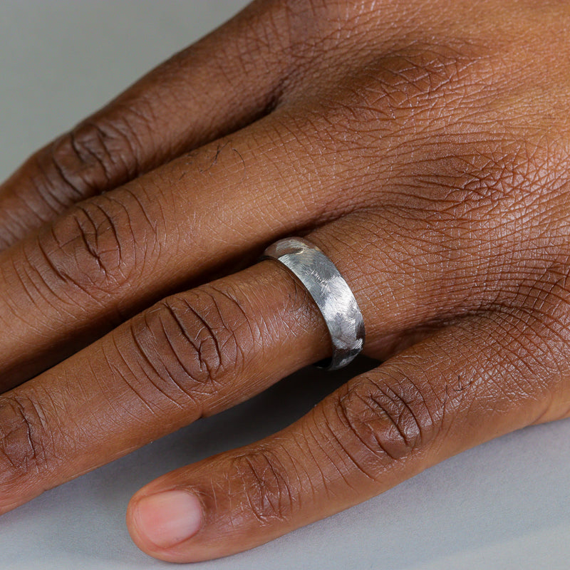 Rough Textured Effect Stainless Steel Wedding Ring - The Bolehills