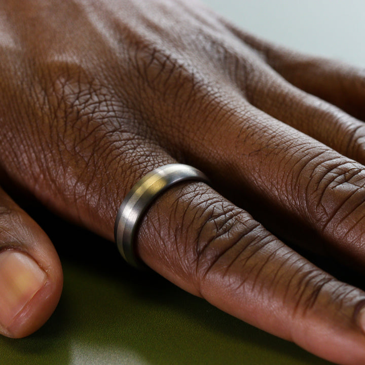Silver Inlay Titanium Wedding Ring - The Derwent - Made-to-Order Titanium Rings